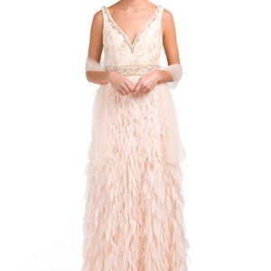 Laura Design, Pink Feathered Formal Dress